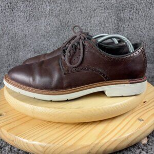 Cole Haan Oxford Shoe Men 8.5 Go-To Plain Toe Brown Leather Grand Casual Sneaker